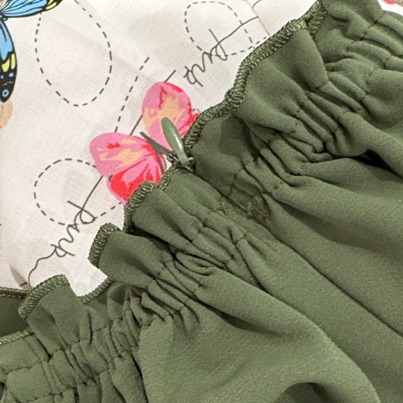 Green and White girls dress with Butterfly Print - Picture 8 of 9